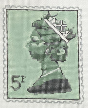 Load image into Gallery viewer, queen elizabeth stamp with stitch guide, green