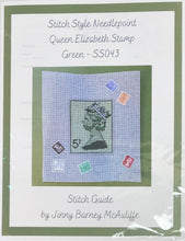 Load image into Gallery viewer, queen elizabeth stamp with stitch guide, green