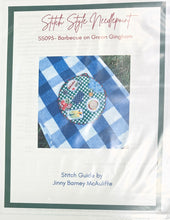 Load image into Gallery viewer, barbecue on green gingham with stitch guide