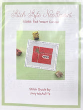 Load image into Gallery viewer, red present with tag with stitch guide