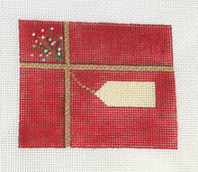 Load image into Gallery viewer, red present with tag with stitch guide