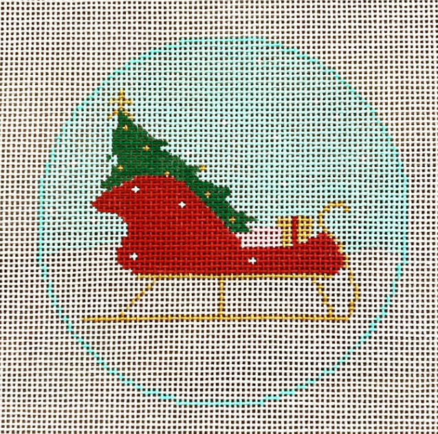 Santa's Sleigh Ornament with Stitch Guide