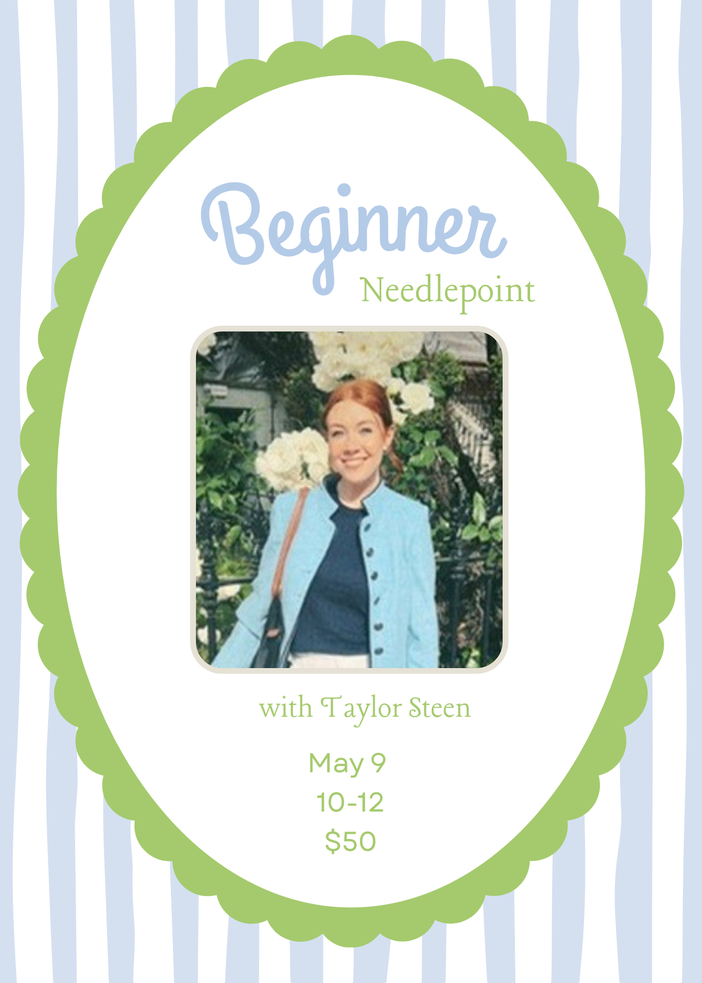 Beginner Needlepoint with Taylor Steen May 9, 2026 – The Needle Bug