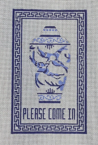 Blue Ginger Jar- Please Come In- 18 Mesh