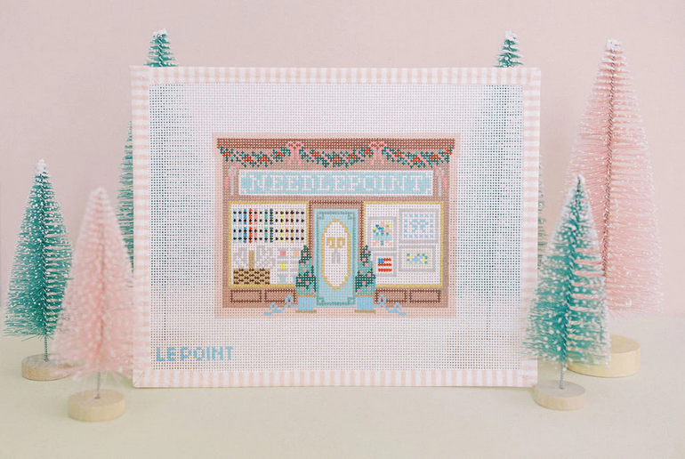 Christmas Village Needlepoint shop