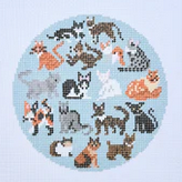 Blue cat round printed