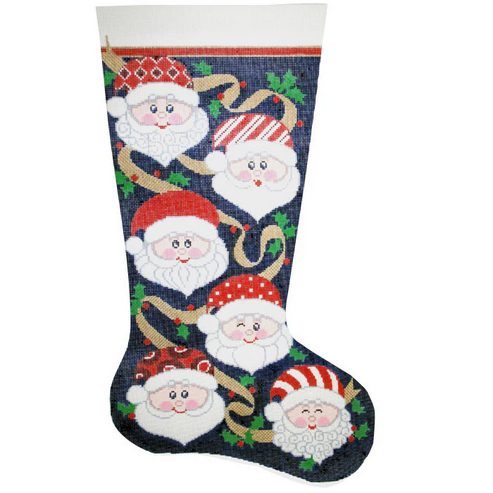 XS7147 Santa's Many Faces-13 mesh : 13 x 23