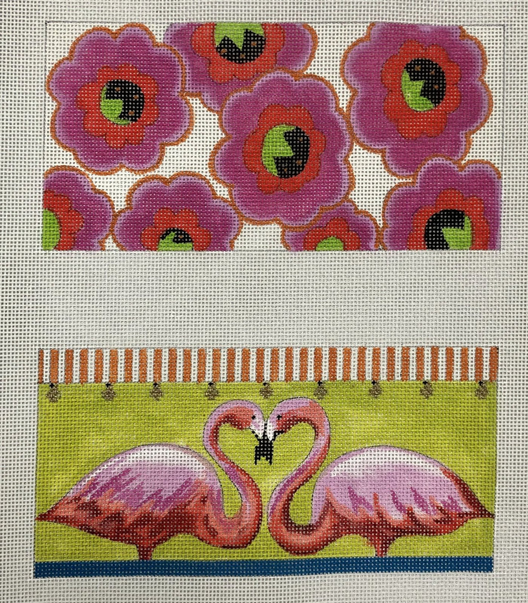 flamingo floral front/back eyeglass case