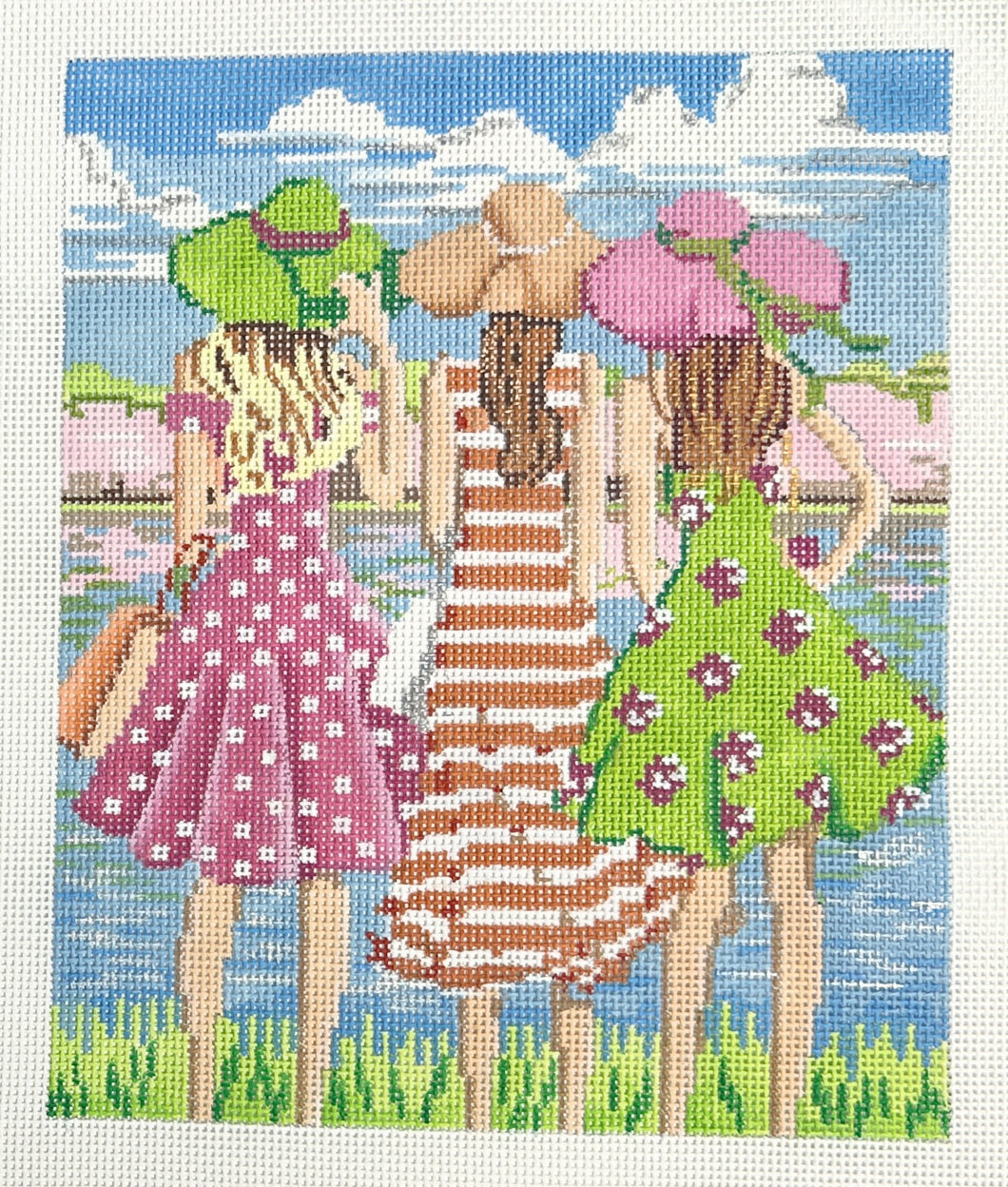 three girls in spring