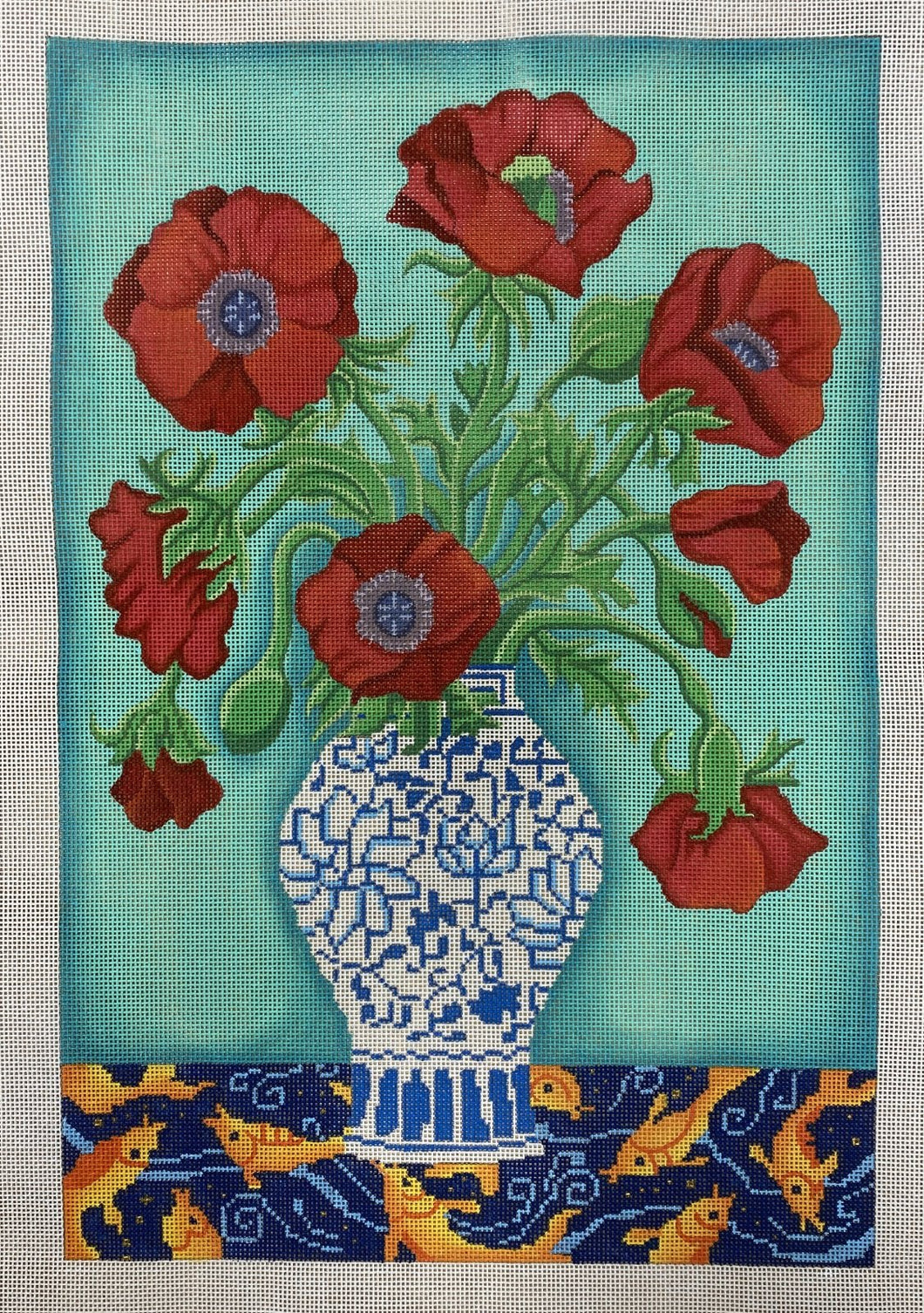 red poppies in vase