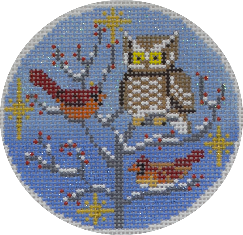 owl & cardinal ornament