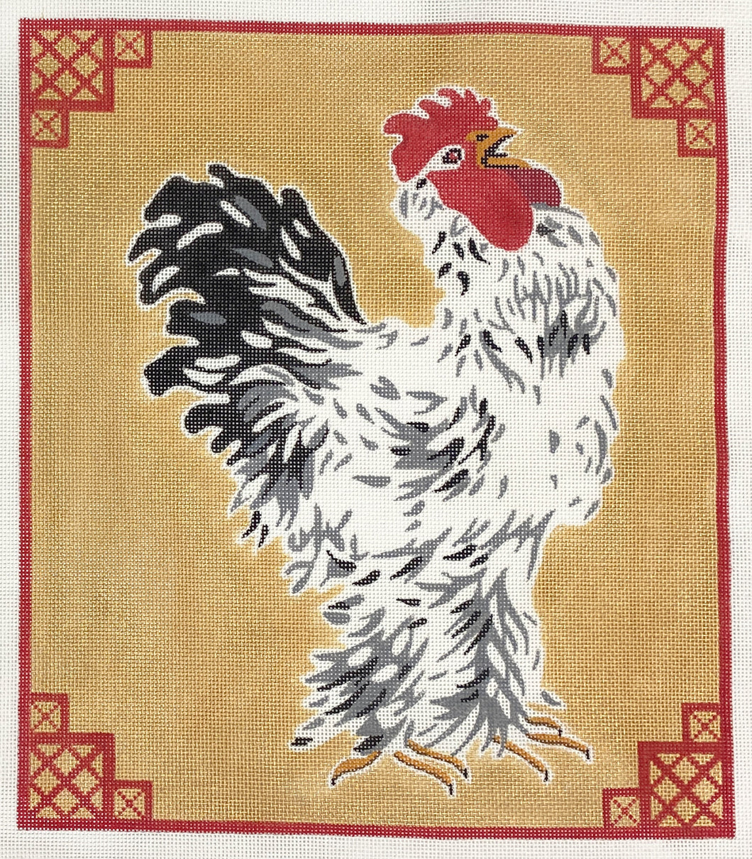 rooster with chinoiserie border #1