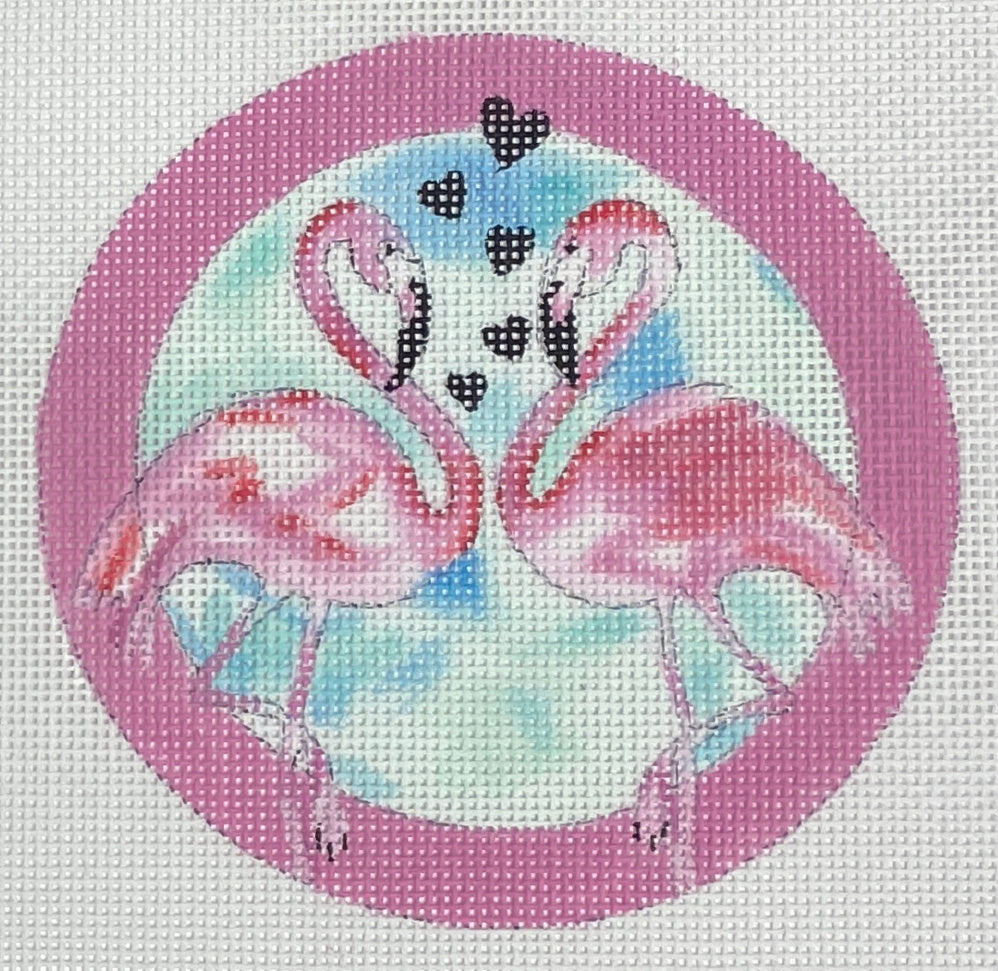 MD04 2 flamingos with border