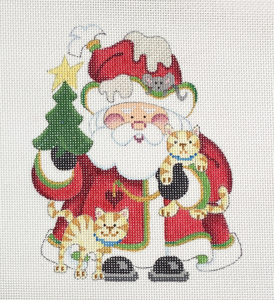 santa with cats