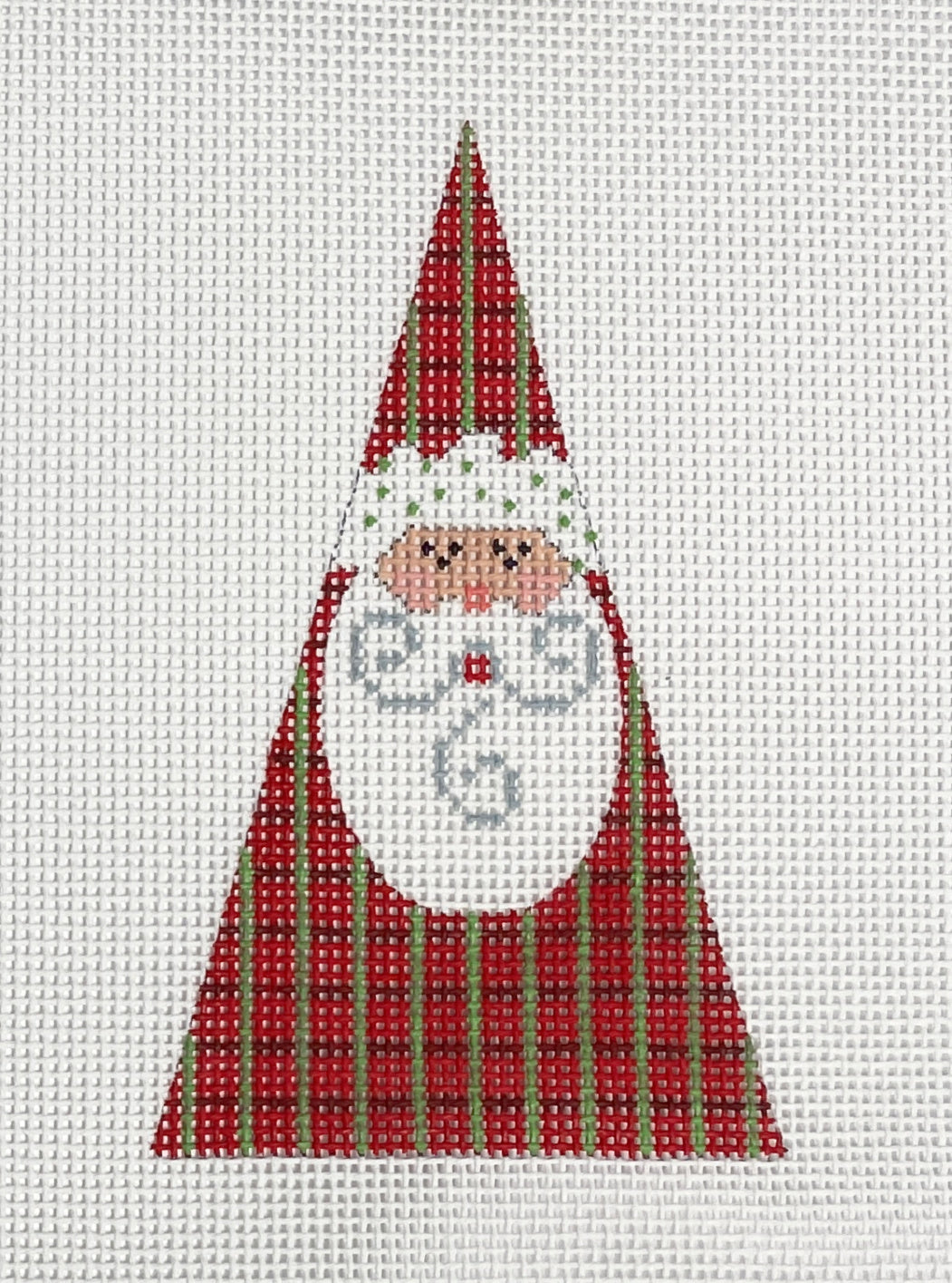 Triangular Santa triangle santa, red & green stripes – The Needle Bug