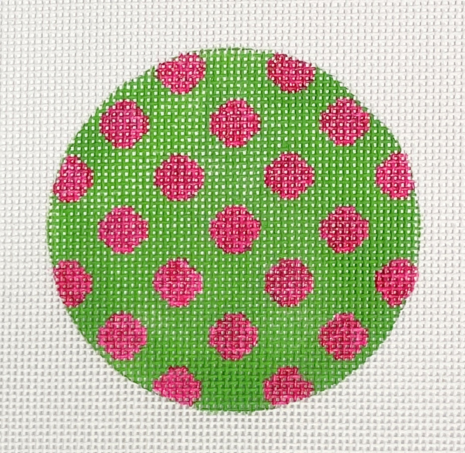 lime/pink polka dot print round