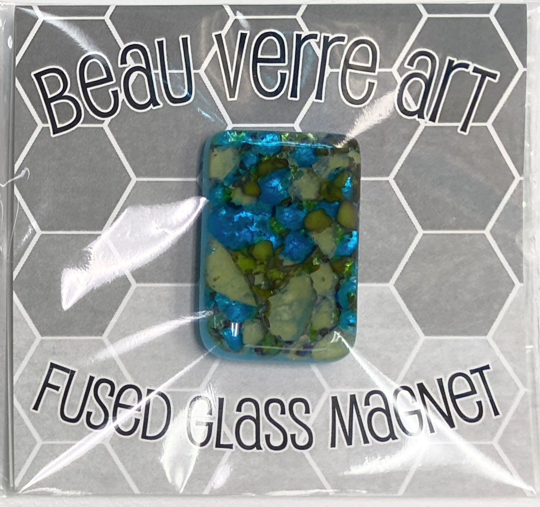 blue/green fused glass needleminder