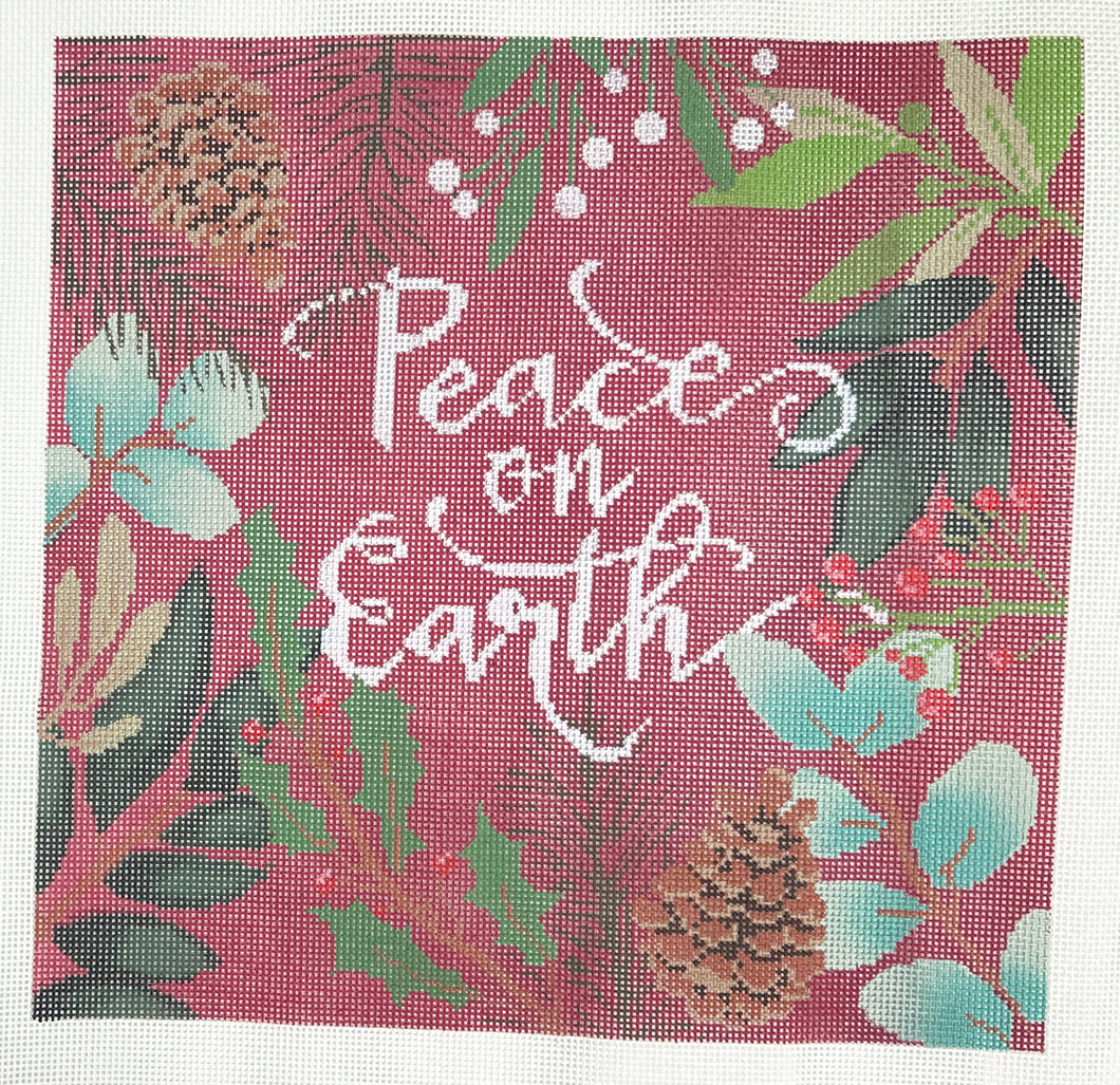 botanical pillow, red peace on earth
