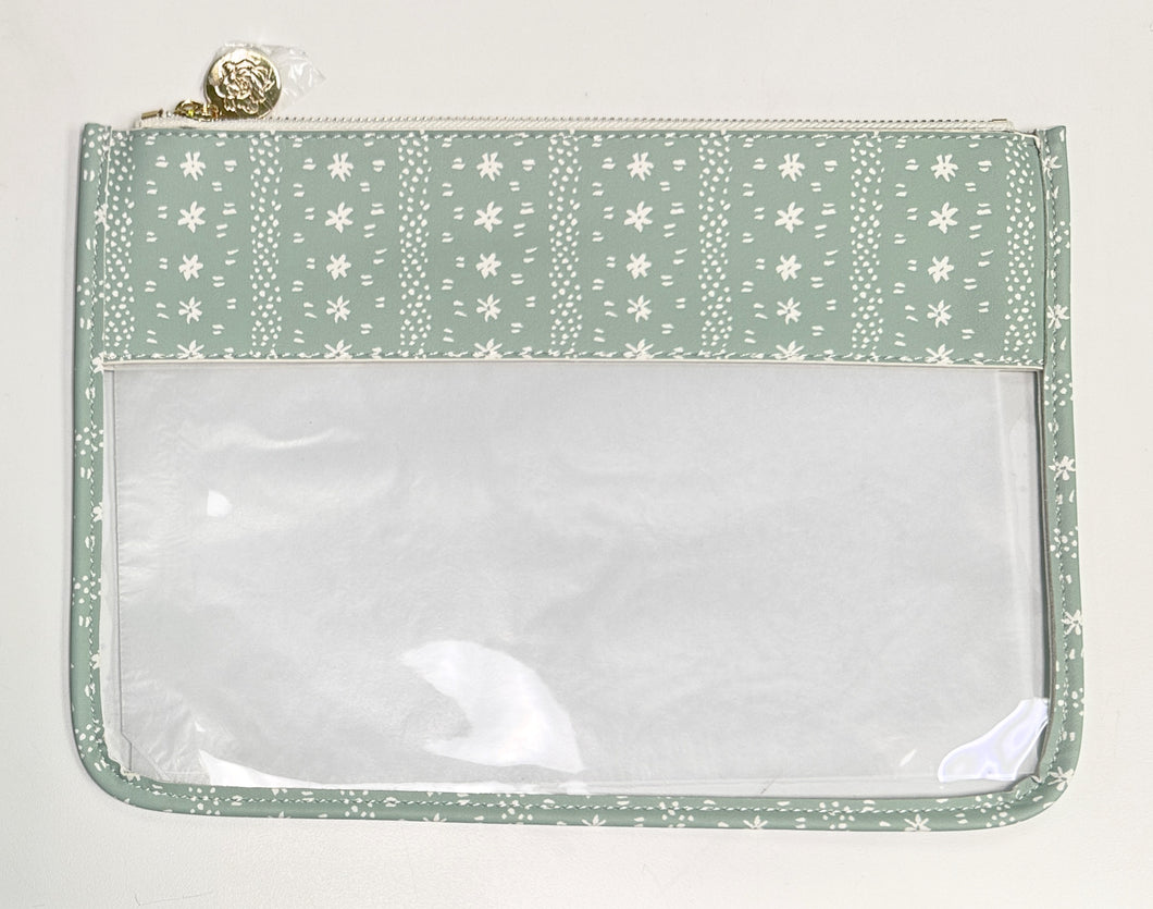 printed clear zip pouch, assorted styles