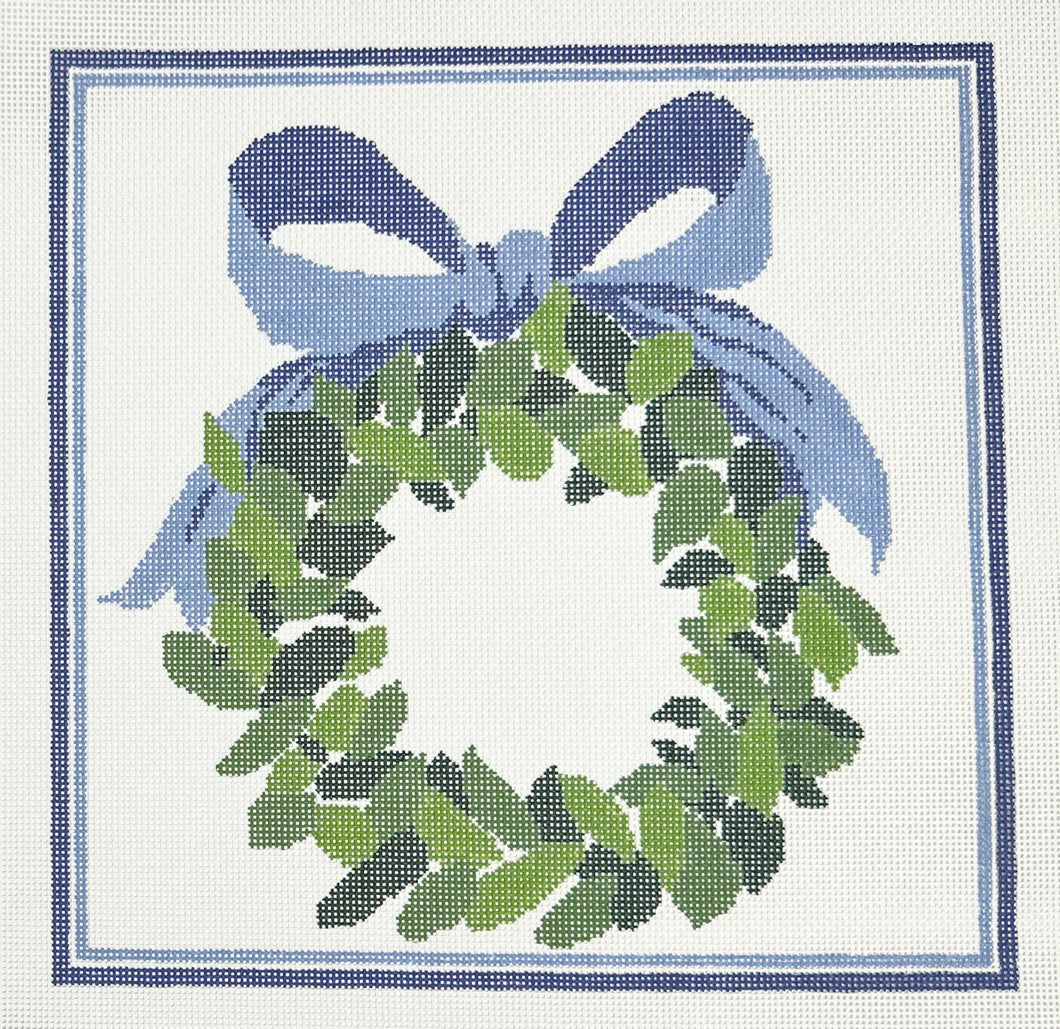 blue wreath pillow