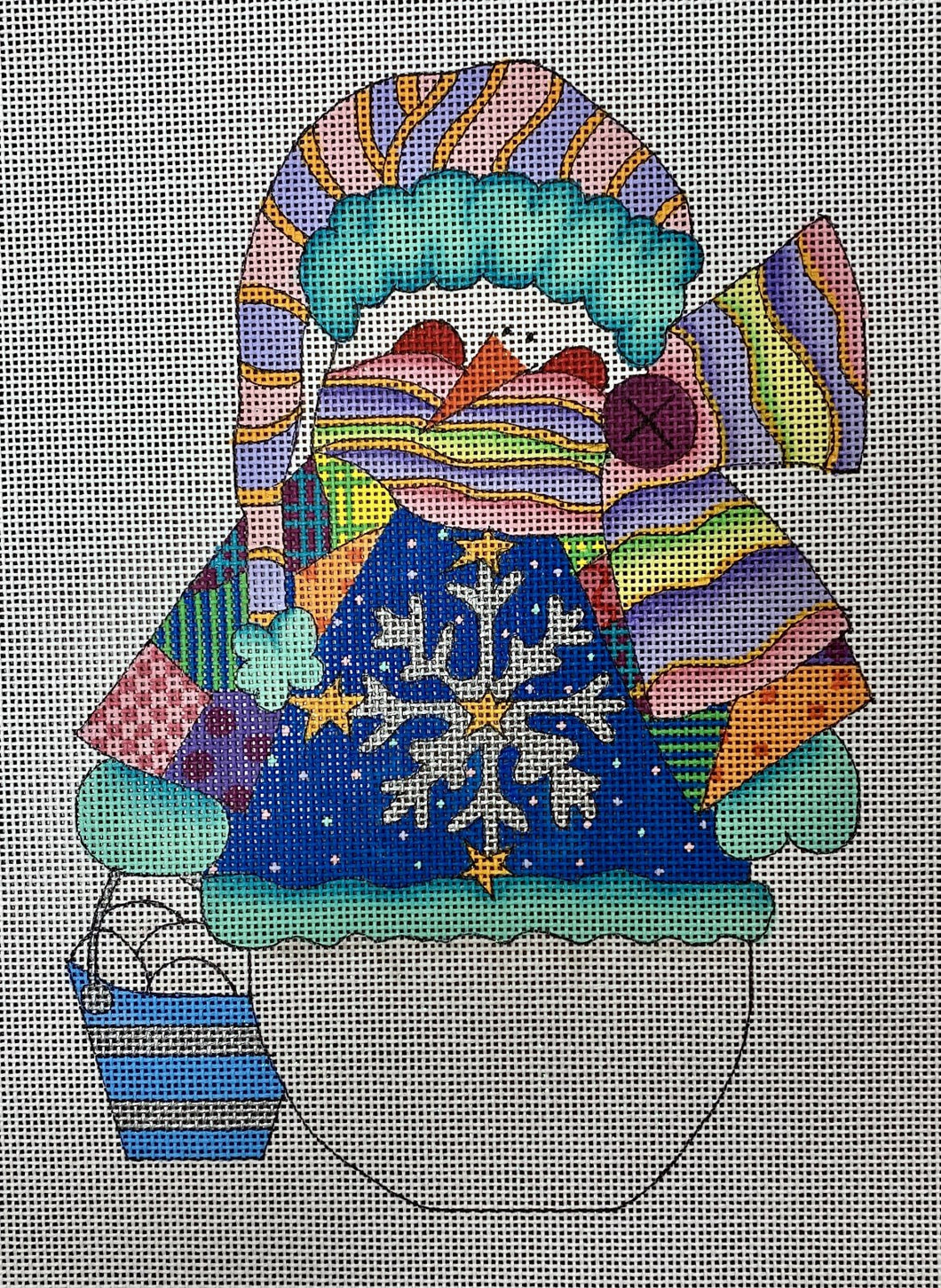 patchwork snowman, snowflake