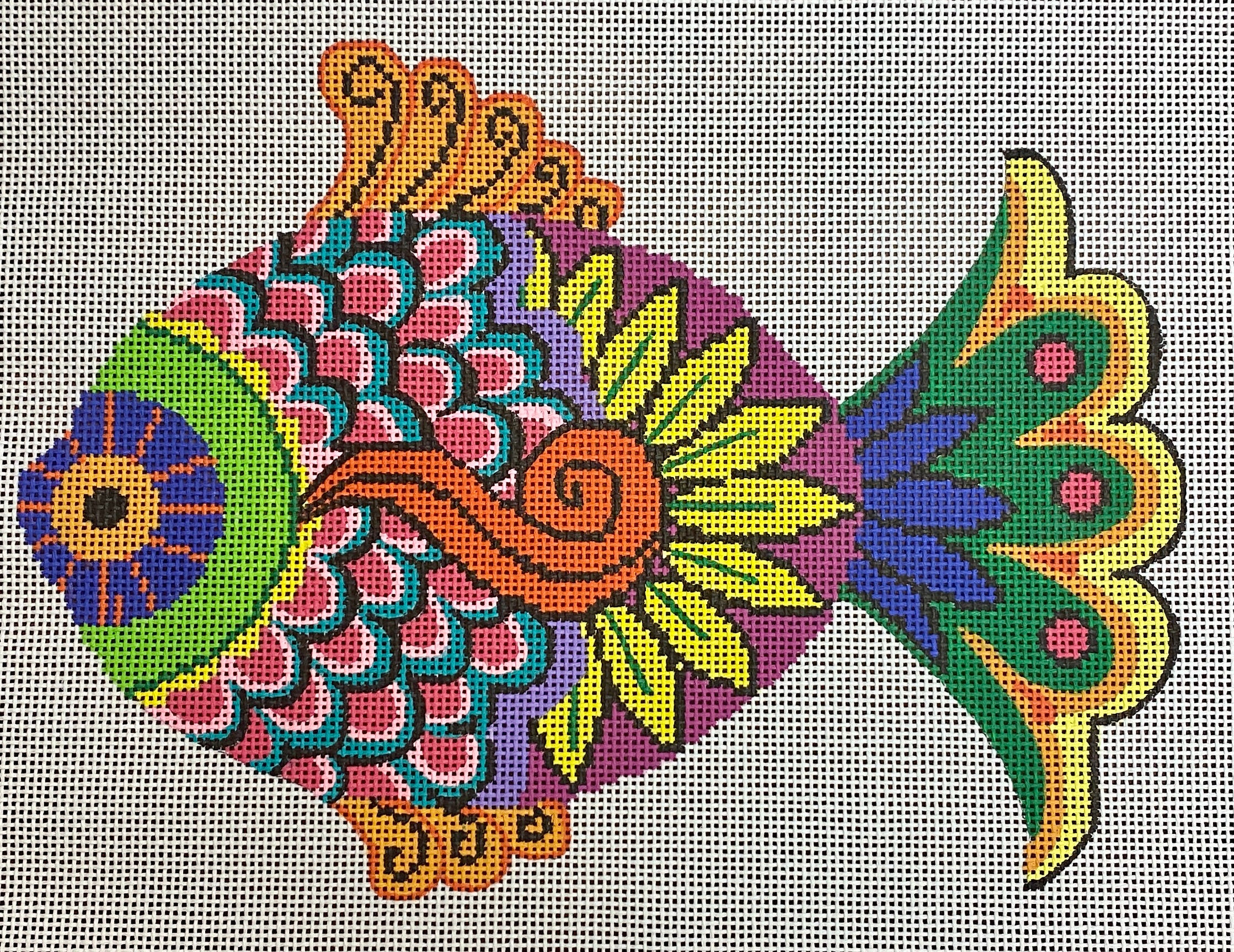 wild fish, julia's needleworks, needlepoint canvas, colorful fish – The ...