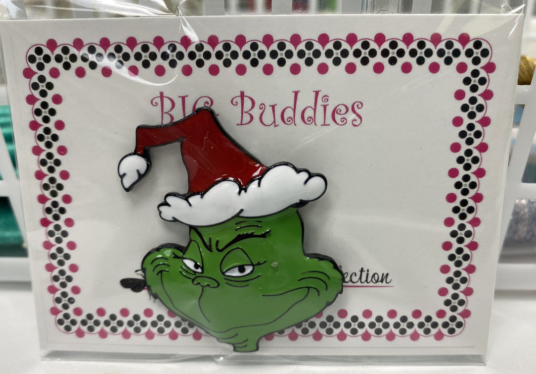 grinch with santa hat magnet