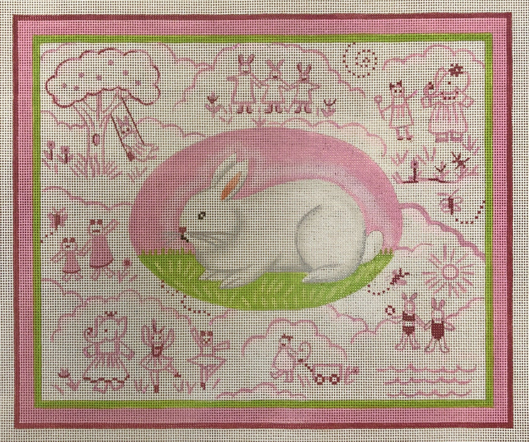 bunny toile, pink