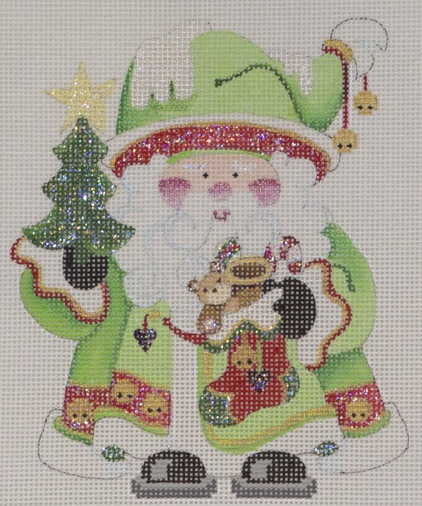 santa ornament with stocking