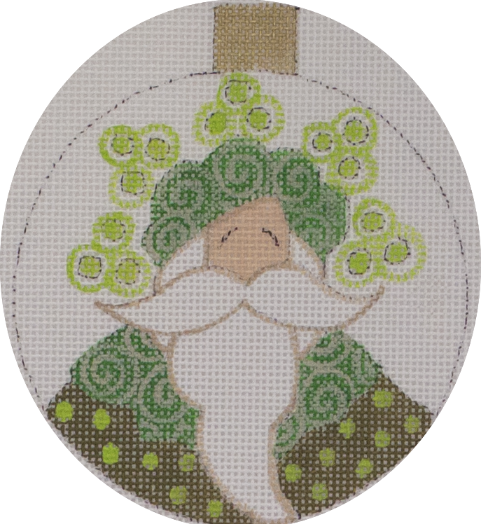 green polka dot santa