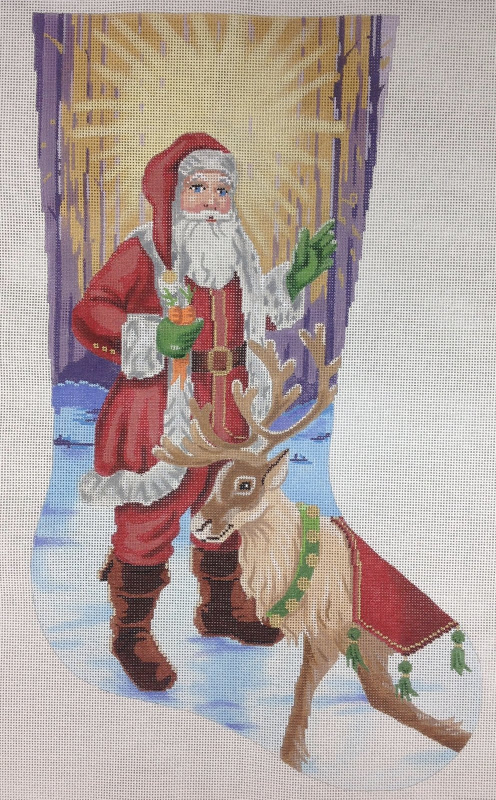 santa with reindeer stocking