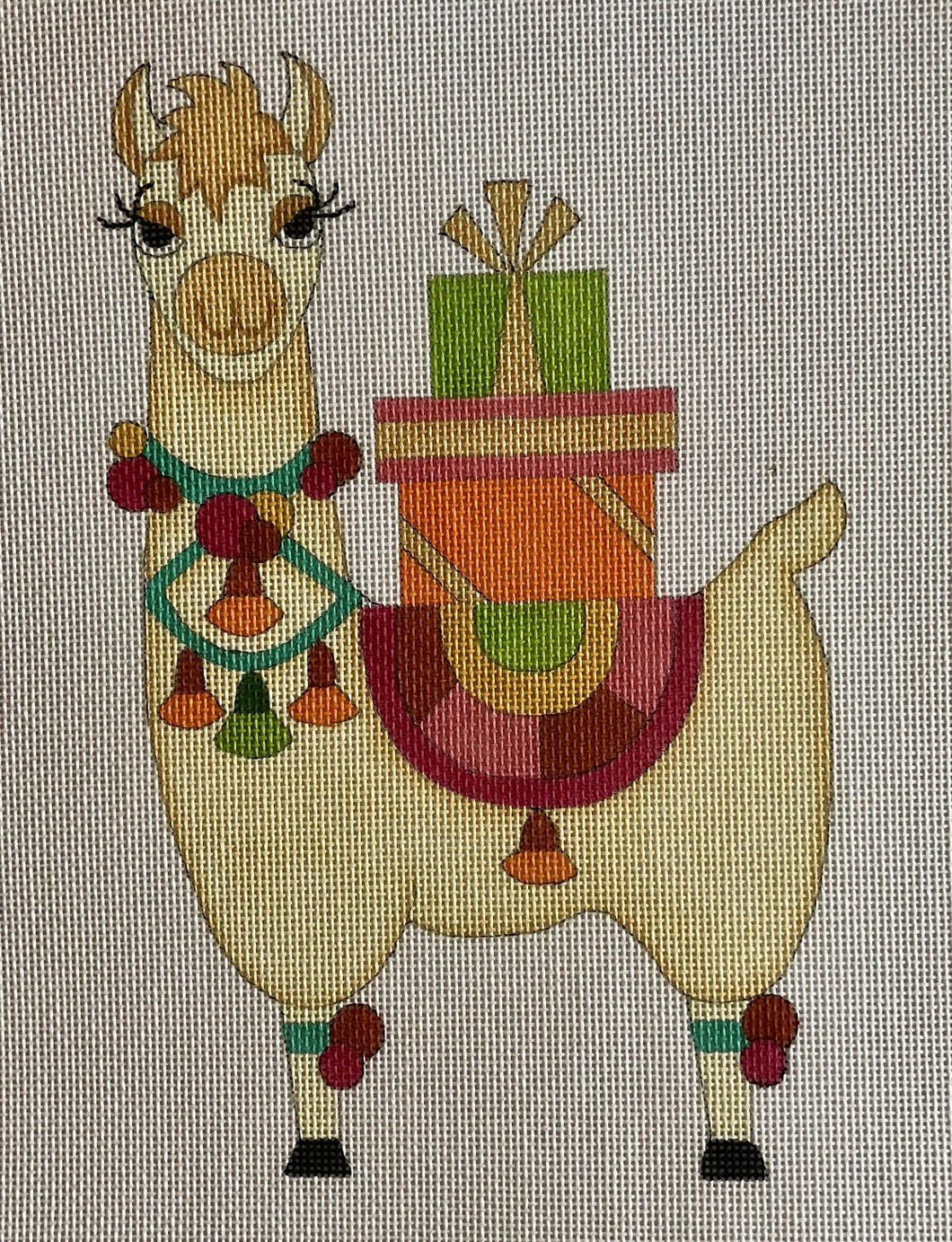 llama with presents