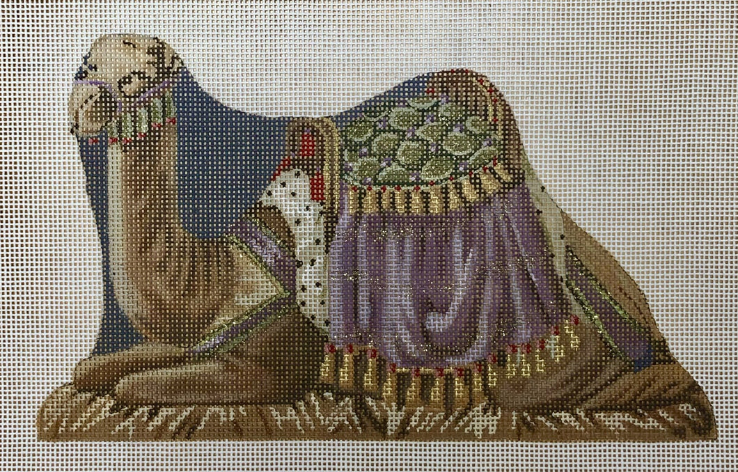 nativity doll, purple camel