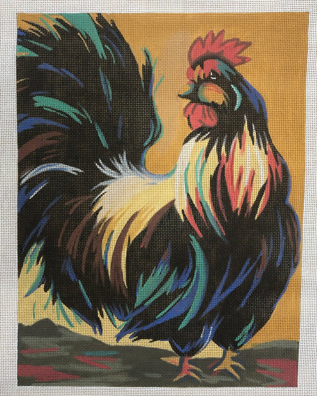 rooster in blue